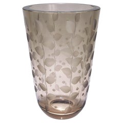 Vintage Orrefors Smoked Grey Art Glass Vase Designed by Edward Hald