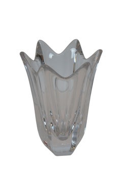 Vintage Orrefors Sweden Scalloped Crystal Belle Tulip Flower Splash Vase 8"