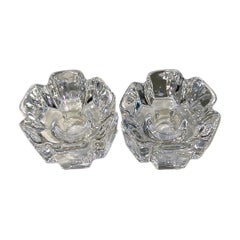 Vintage Orrefors Swedish Crystal Glass Candle Holders 'Pair'