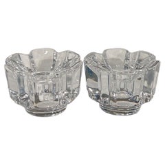 Vintage Orrefors Swedish Crystal Glass Candle Holders 'Pair'