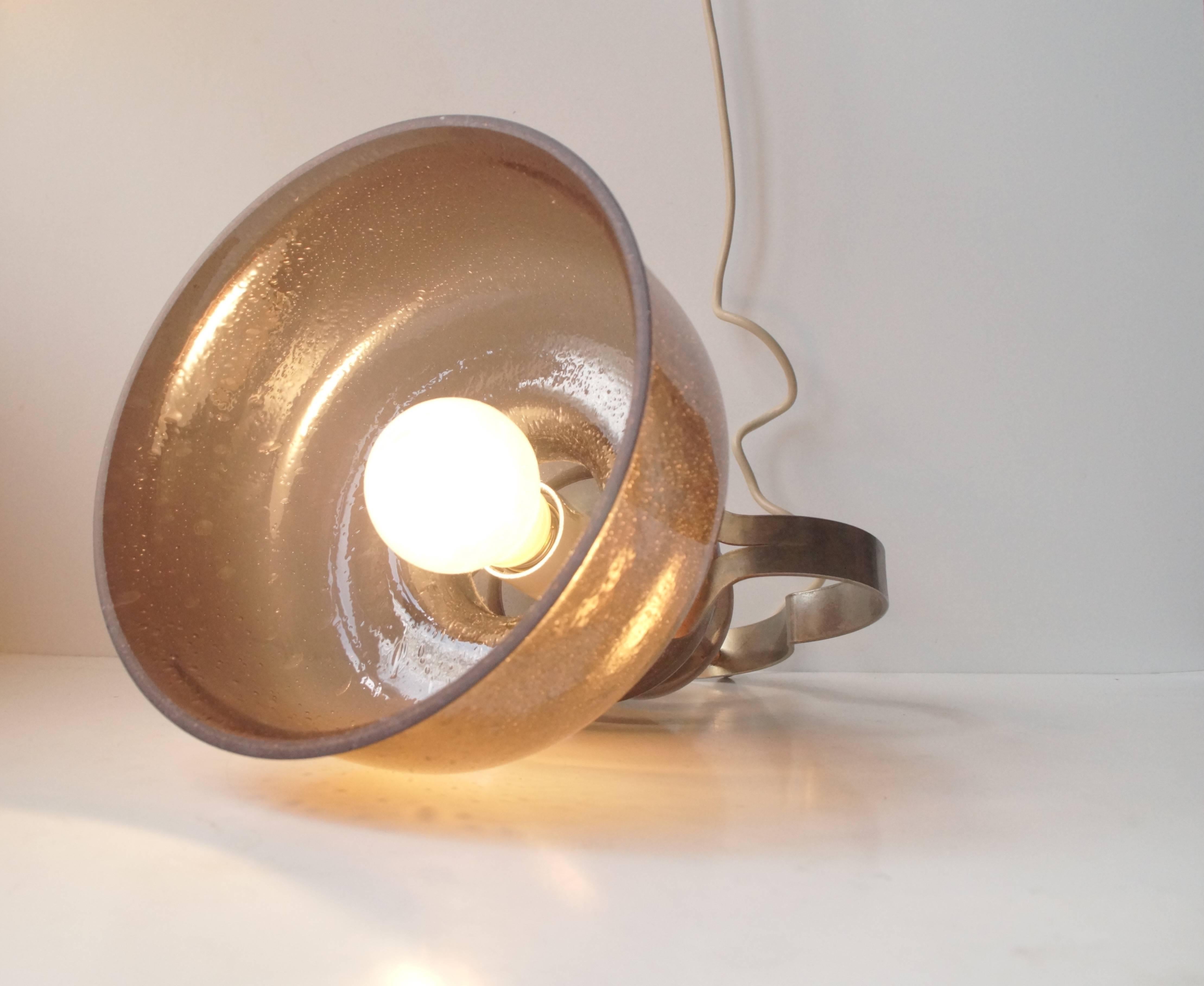 Vintage Orrefors 'Three Clover' Pendant Lamp in Smoke Glass, 1960s, Sweden 1