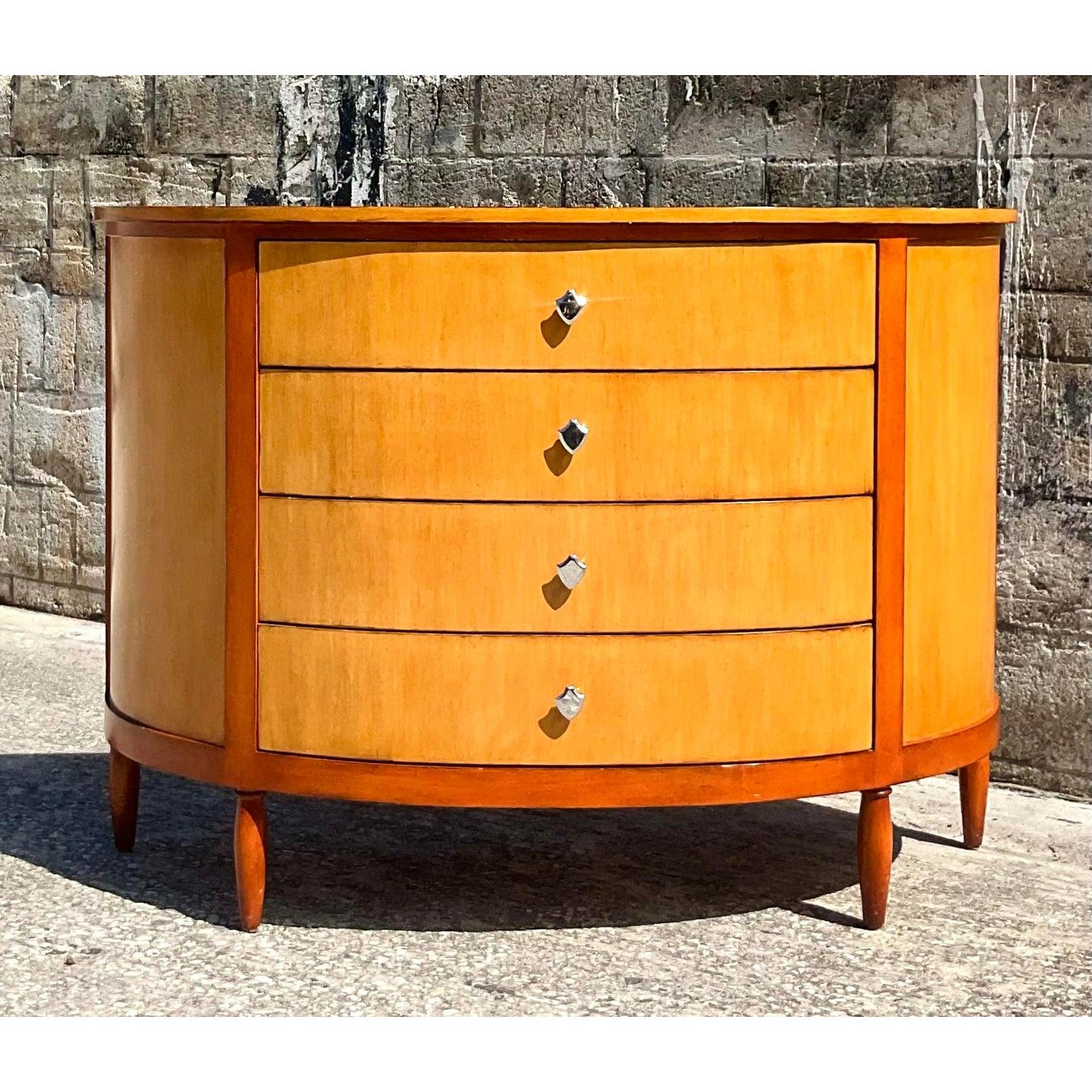 Biedermeier Vintage Orsay Demilune Chest of Drawers
