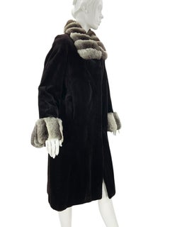 Vintage Oscar de a Renta by  Alixandre Mink Chinchilla Trim Black Coat size L