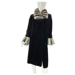 Vintage Oscar de a Renta by  Alixandre Mink Chinchilla Trim Black Coat size L