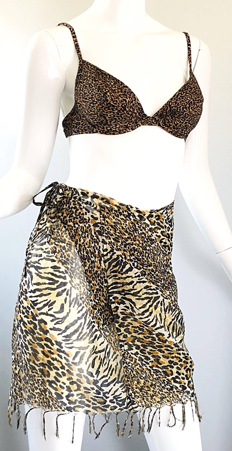 Vintage Oscar de la Renta 1980s Three Piece Leopard Print 80s Bikini ...