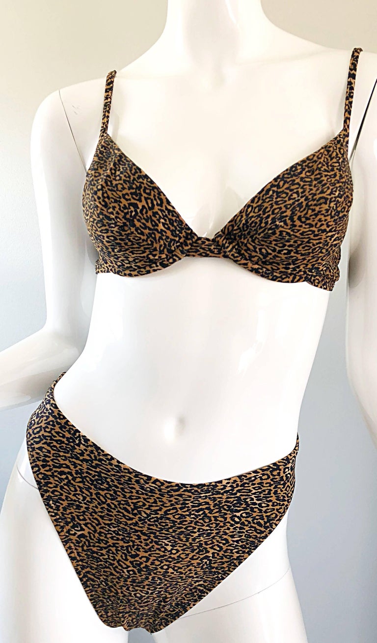 Vintage Oscar de la Renta 1980s Three Piece Leopard Print 80s Bikini and  Wrap For Sale at 1stDibs