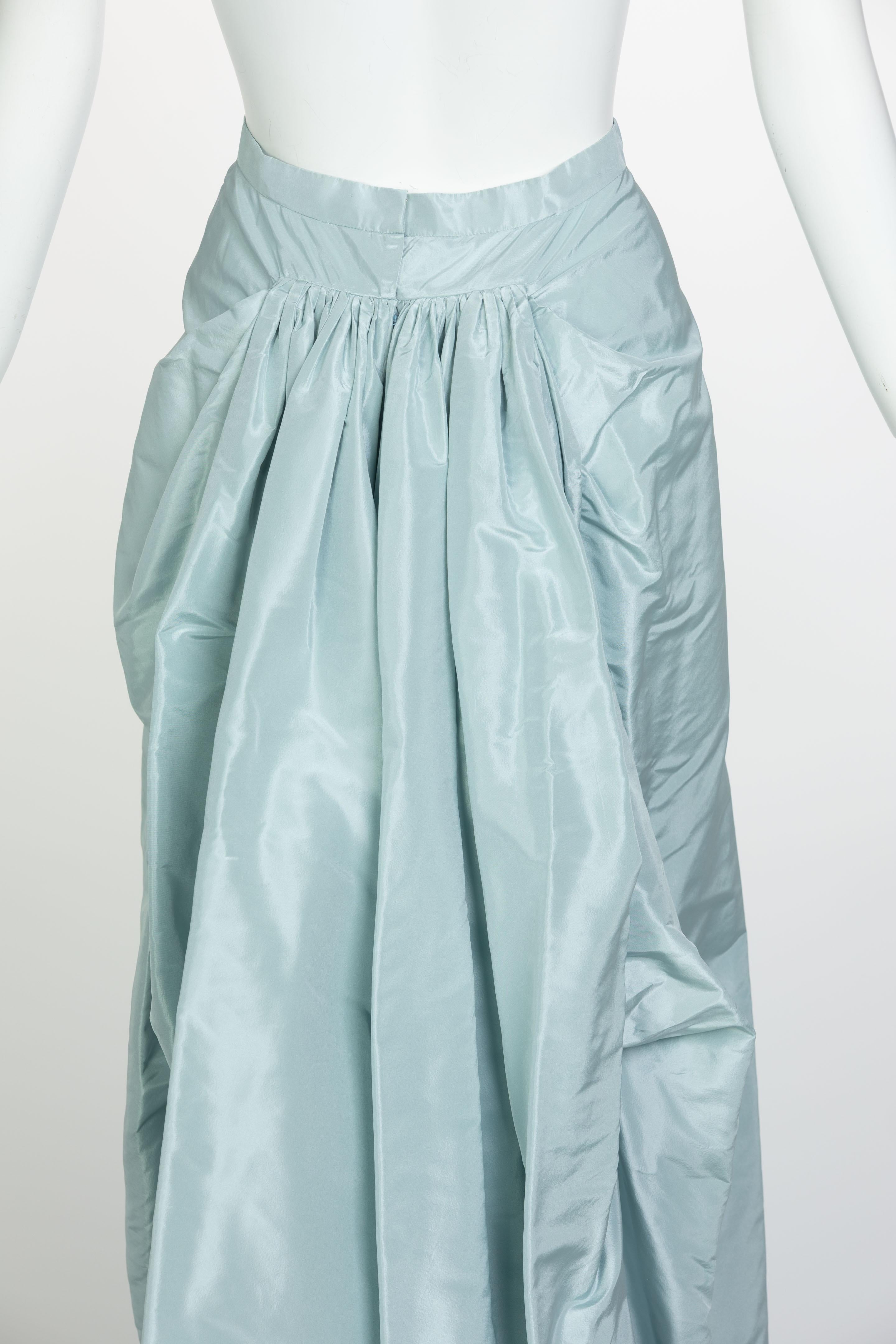 Vintage Oscar de la Renta  Baby Blue Silk Taffeta Gown Ensemble 3