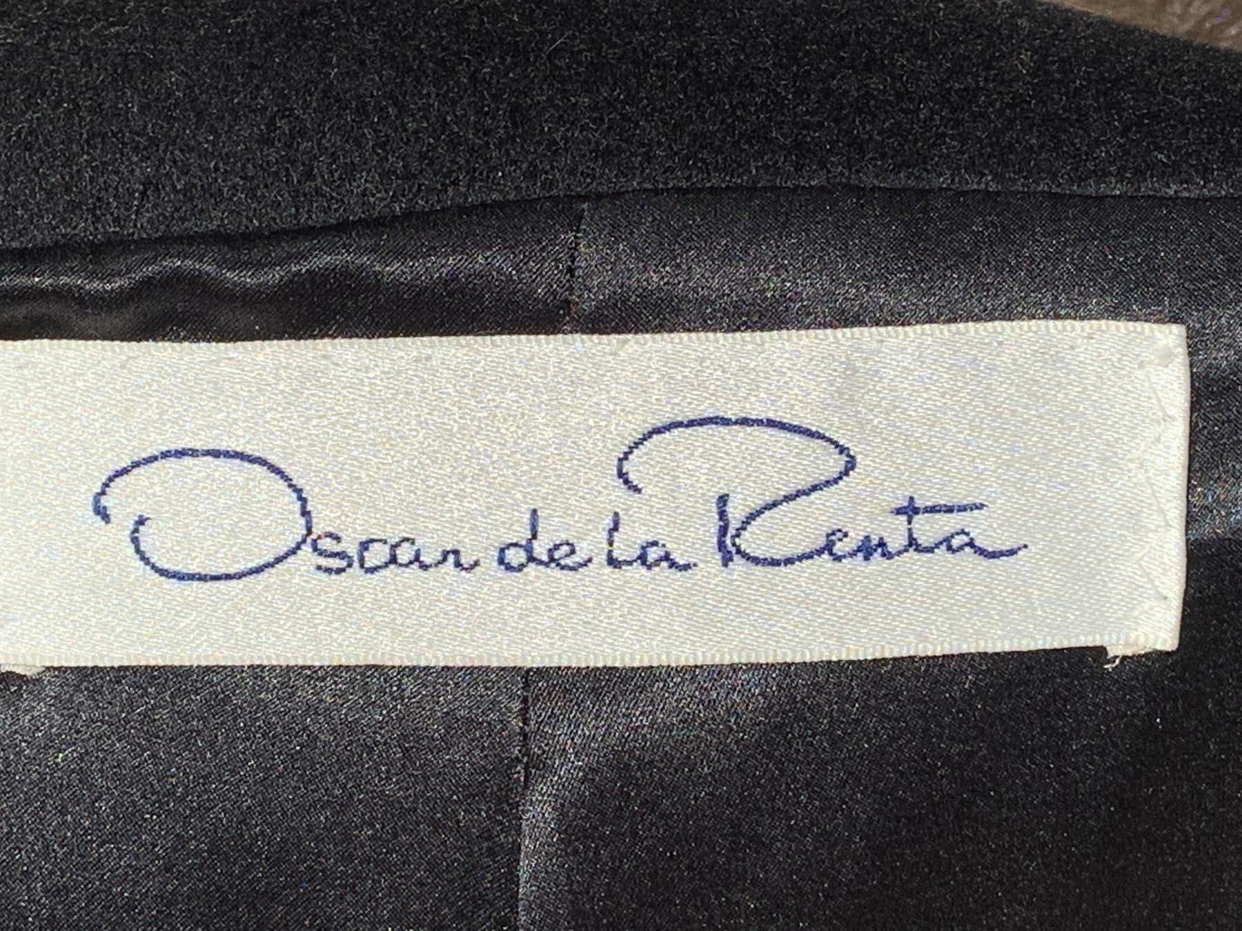 Vintage Oscar de la Renta Black Italian Cashmere Sable Hand Embellished Coat M For Sale 9