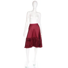 Vintage Oscar de la Renta Burgundy Evening Skirt W Pleated Ruffle