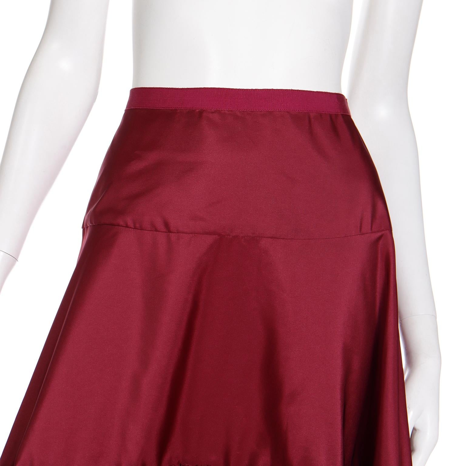 Vintage Oscar de la Renta Burgundy Evening Skirt W Pleated Ruffle For Sale 1