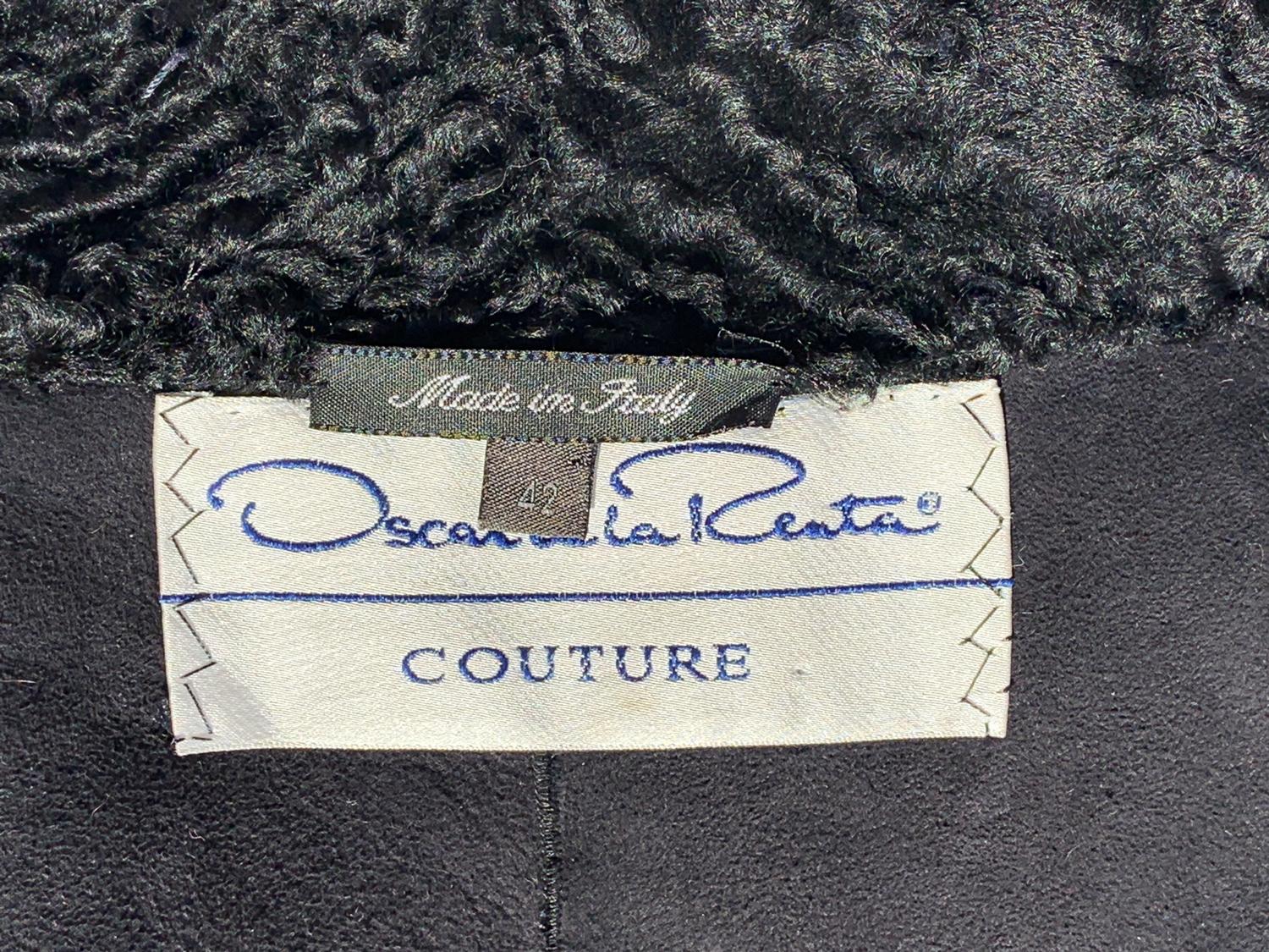 Vintage Oscar de la Renta Couture FW 2002 Broadtail Lamb Beaded Embroidered Coat For Sale 12