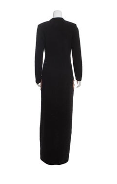 Oscar de la Renta FW 1992 Embellished Black Knit Wool Long Cardigan Coat size M