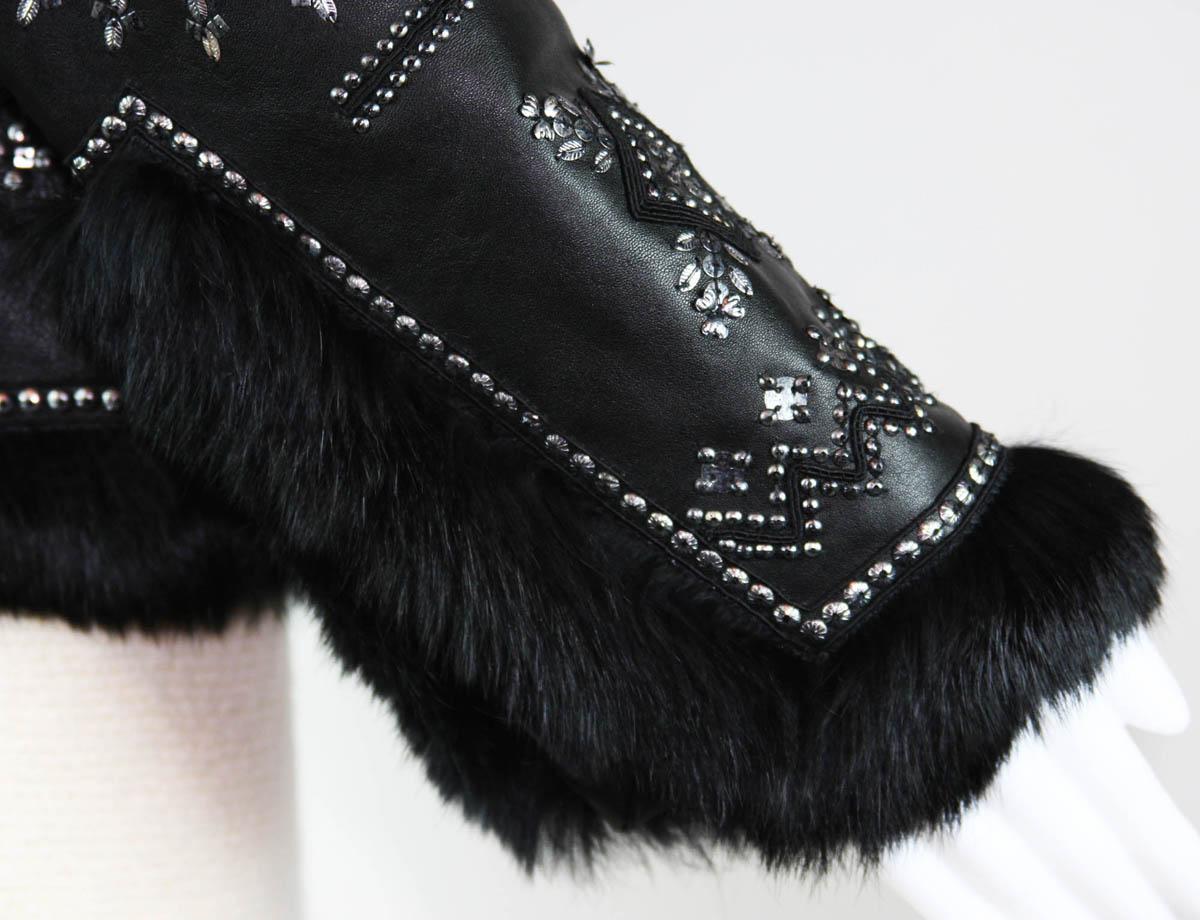 Oscar De La Renta - Giacca in pelle impreziosita con pelliccia FOX - US 6 in vendita 8