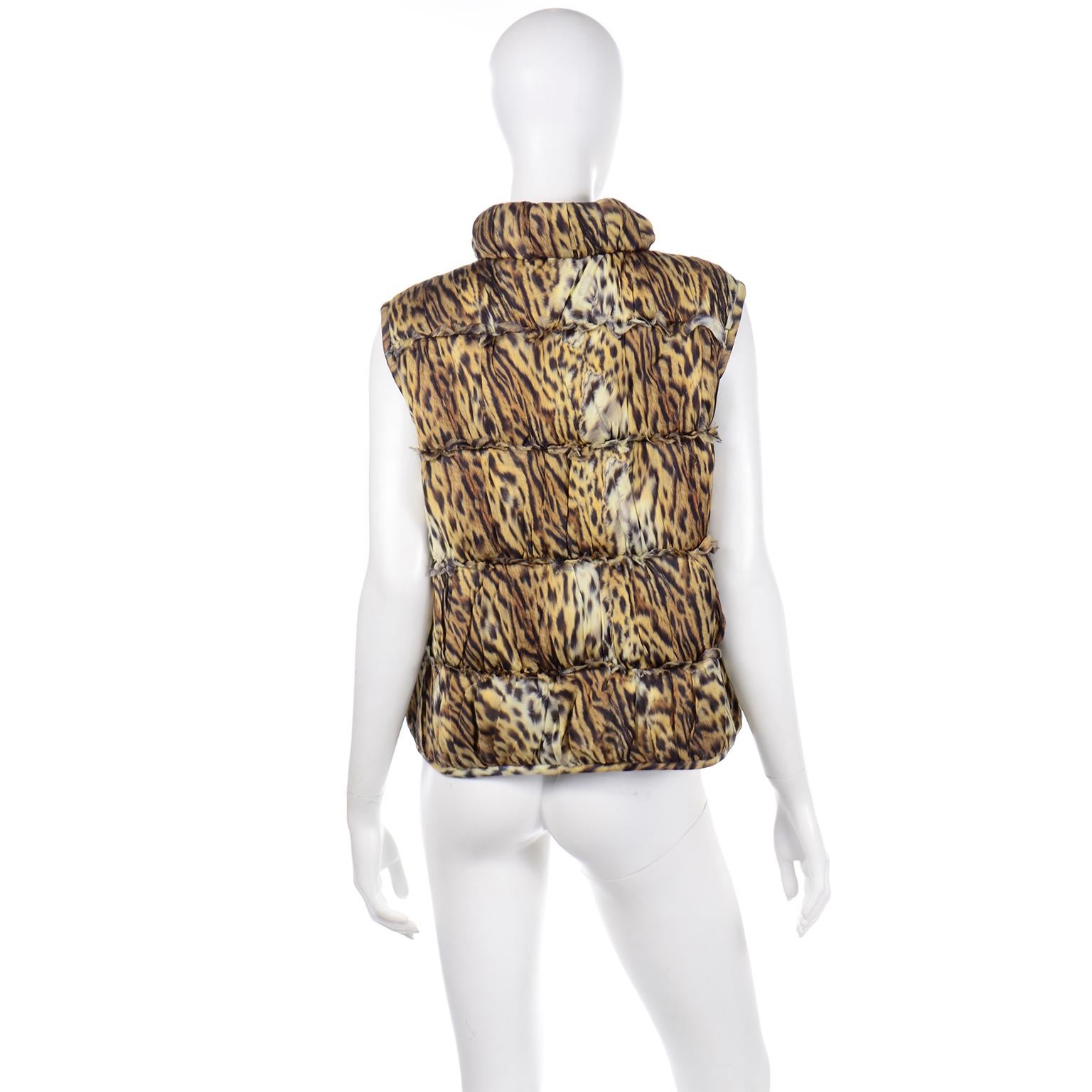 Women's Vintage Oscar de la Renta Fall 2009 Leopard Animal Print Zip Front Vest