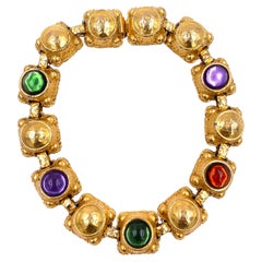 Oscar de La Renta Vintage Gold-Halskette mit Cabachon-Steinen, Vintage