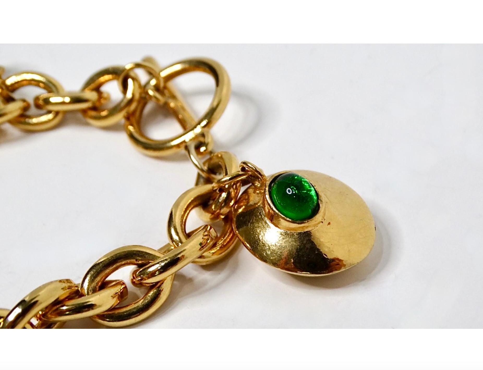 Oscar De La Renta - Bracciale a catena e braccialetto con charme in tonalità oro - Vintage In condizioni buone in vendita a Scottsdale, AZ