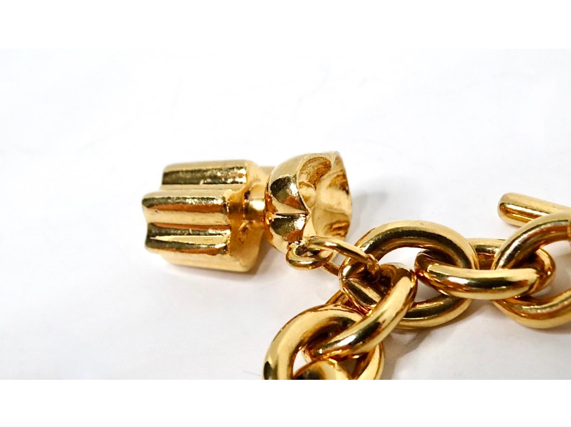 Donna Oscar De La Renta - Bracciale a catena e braccialetto con charme in tonalità oro - Vintage in vendita