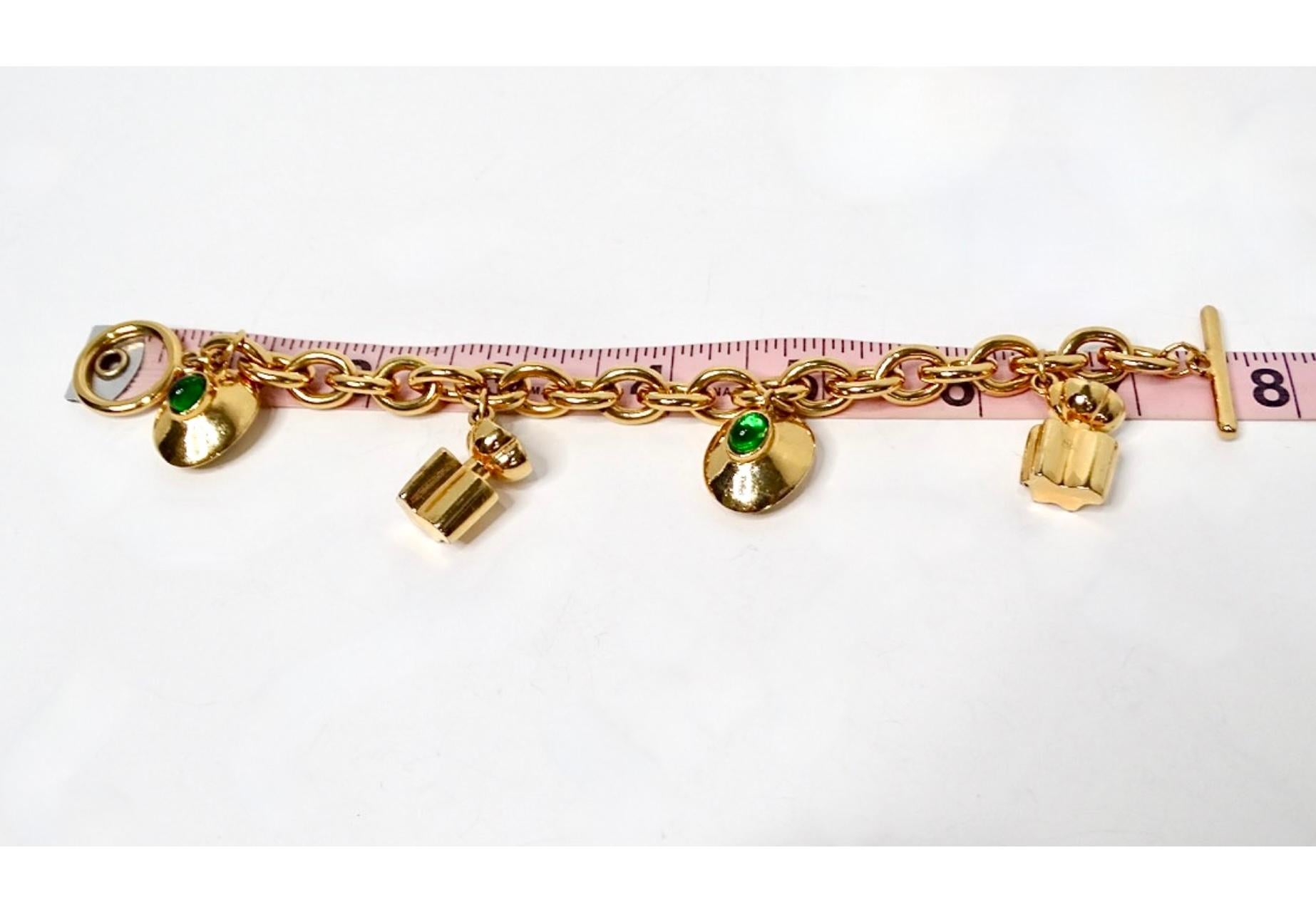 Oscar De La Renta - Bracciale a catena e braccialetto con charme in tonalità oro - Vintage in vendita 1