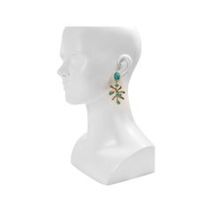 Vintage Oscar De La Renta Gold-Tone Faux Turquoise Dangle Earrings