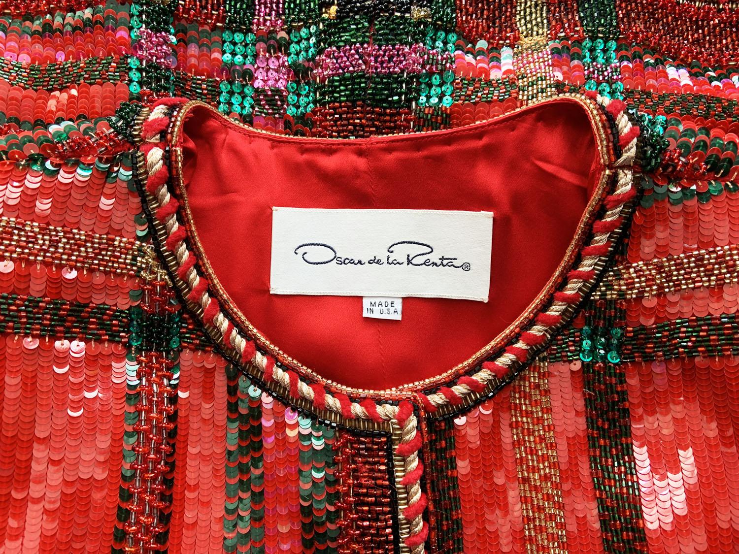 Vintage Oscar de la Renta Museum FW 1991 Runway Fully Beaded Jacket US 10 For Sale 3