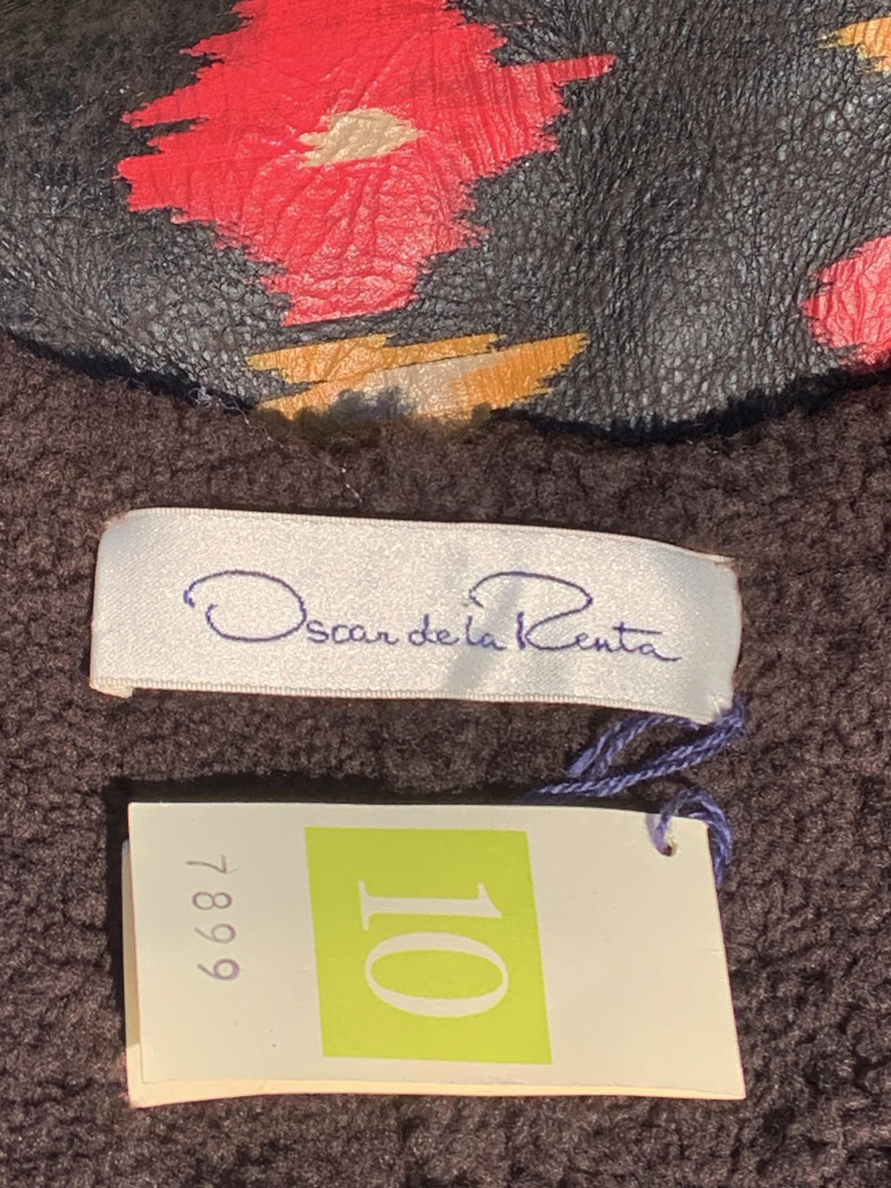 Vintage Oscar de la Renta Runway F/W 2005 Shearling Ikat Print Coat US 10 NWT 4