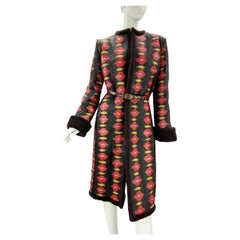 Manteau vintage Oscar de la Renta Runway F/W 2005 imprimé Ikat en peau de mouton US 10 NWT