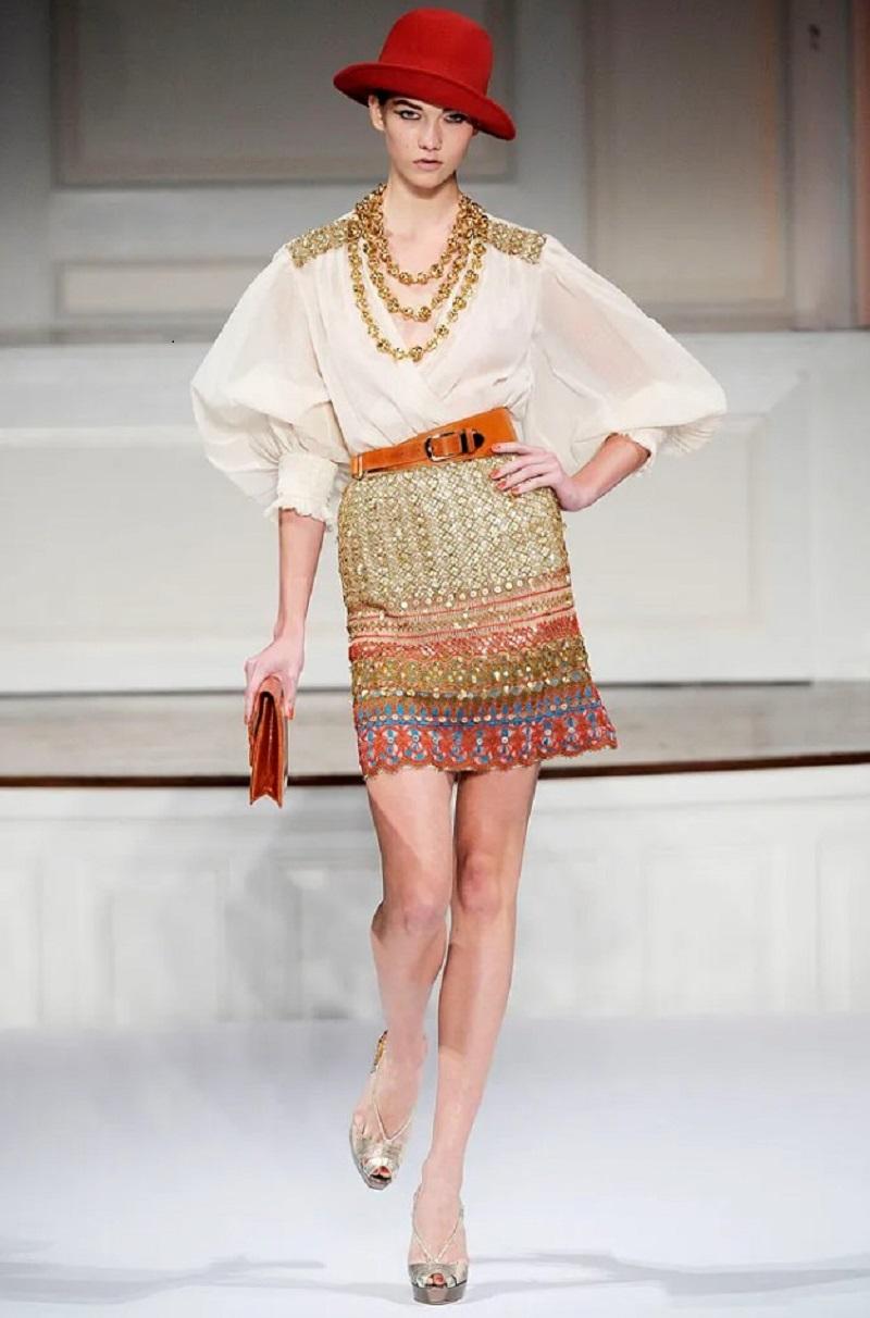 Vintage Oscar de la Renta S/S 2010 Runway Embellished Coat + Matching Skirt US 6 For Sale 7