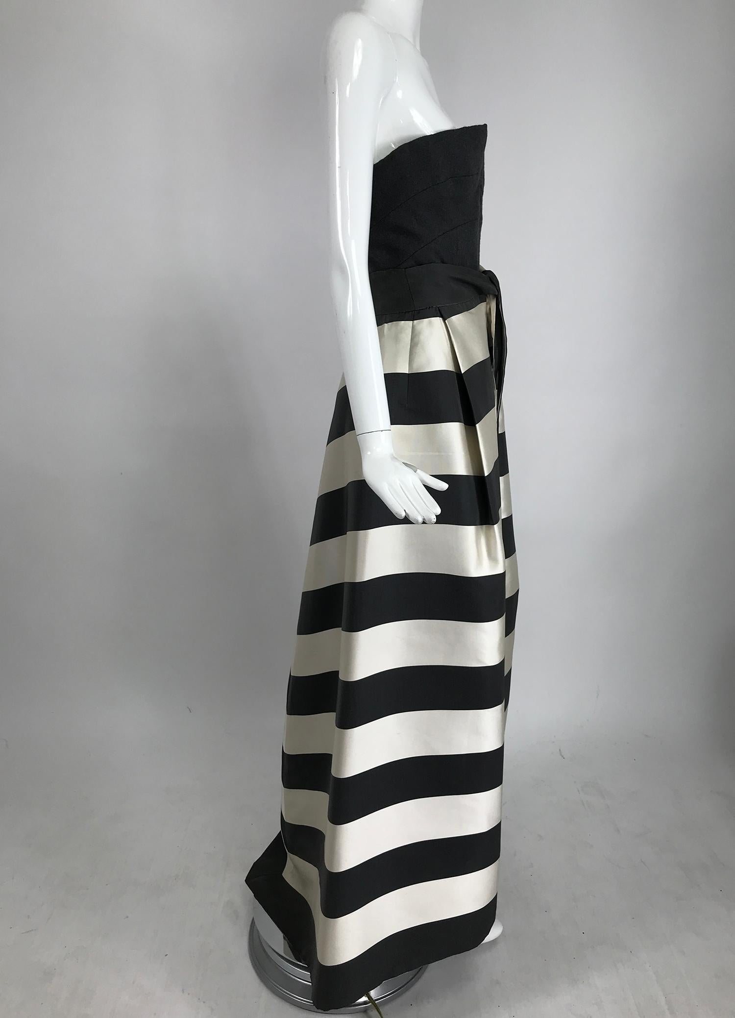 Vintage Oscar de la Renta Silk Stripe Open Front Skirt Shawl and Dress 2