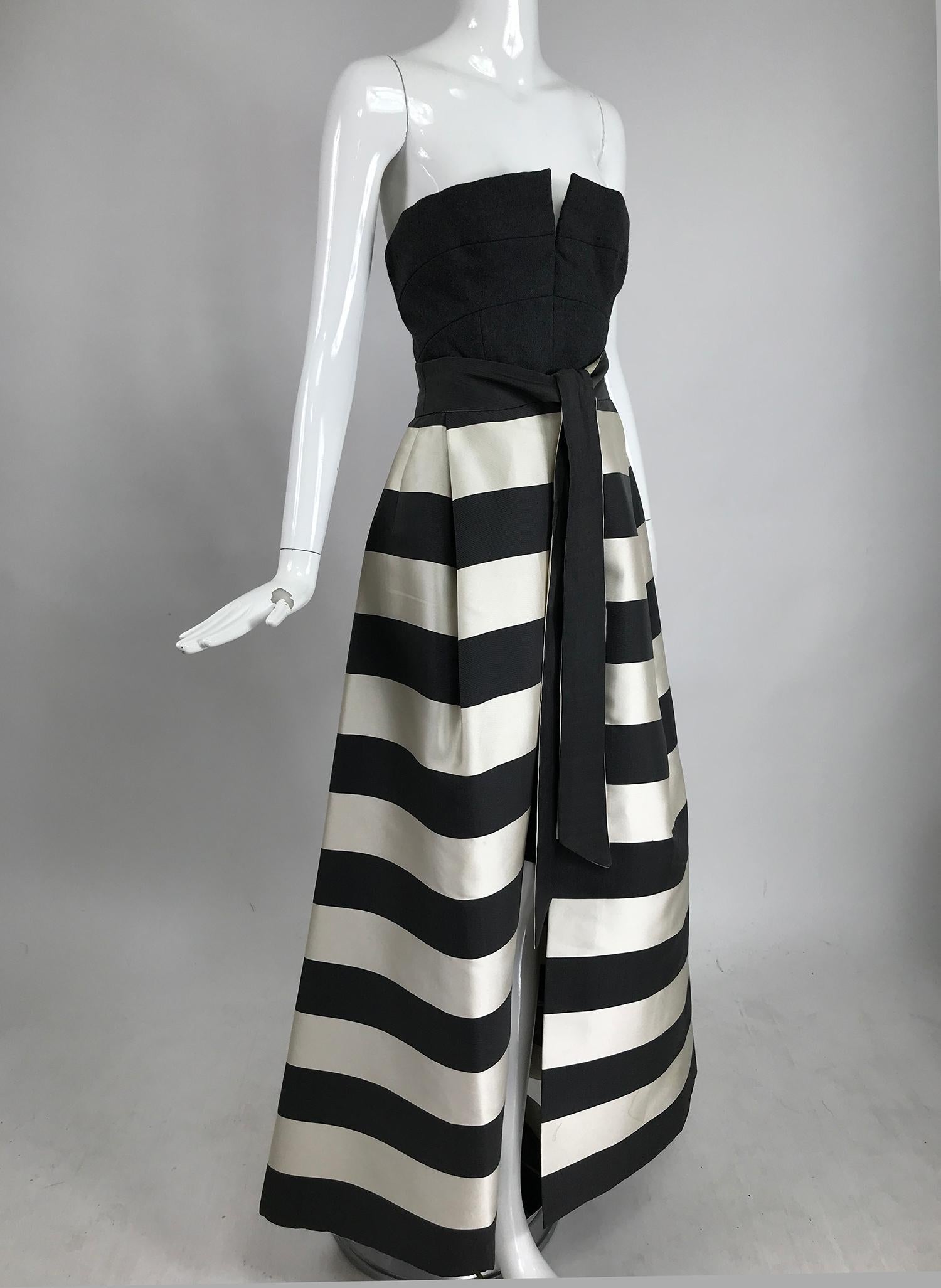 Vintage Oscar de la Renta Silk Stripe Open Front Skirt Shawl and Dress 1