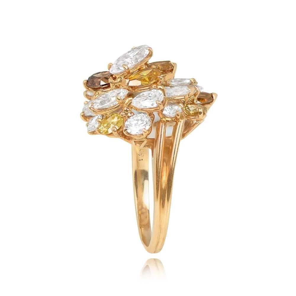 Art Deco Vintage Oscar Heyman 0.75ct Marquise Cut Fancy Diamond Cluster Ring For Sale