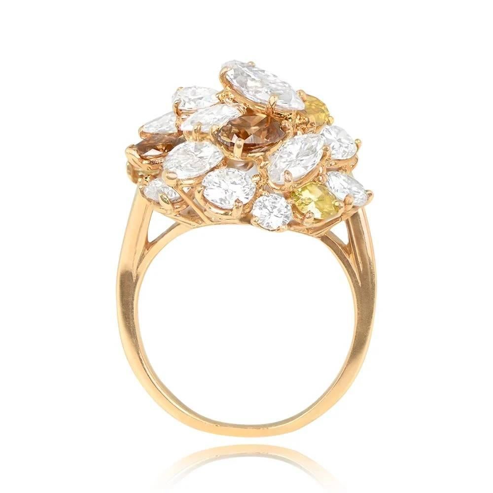 Vintage Oscar Heyman 0.75ct Marquise Cut Fancy Diamond Cluster Ring In Excellent Condition For Sale In New York, NY