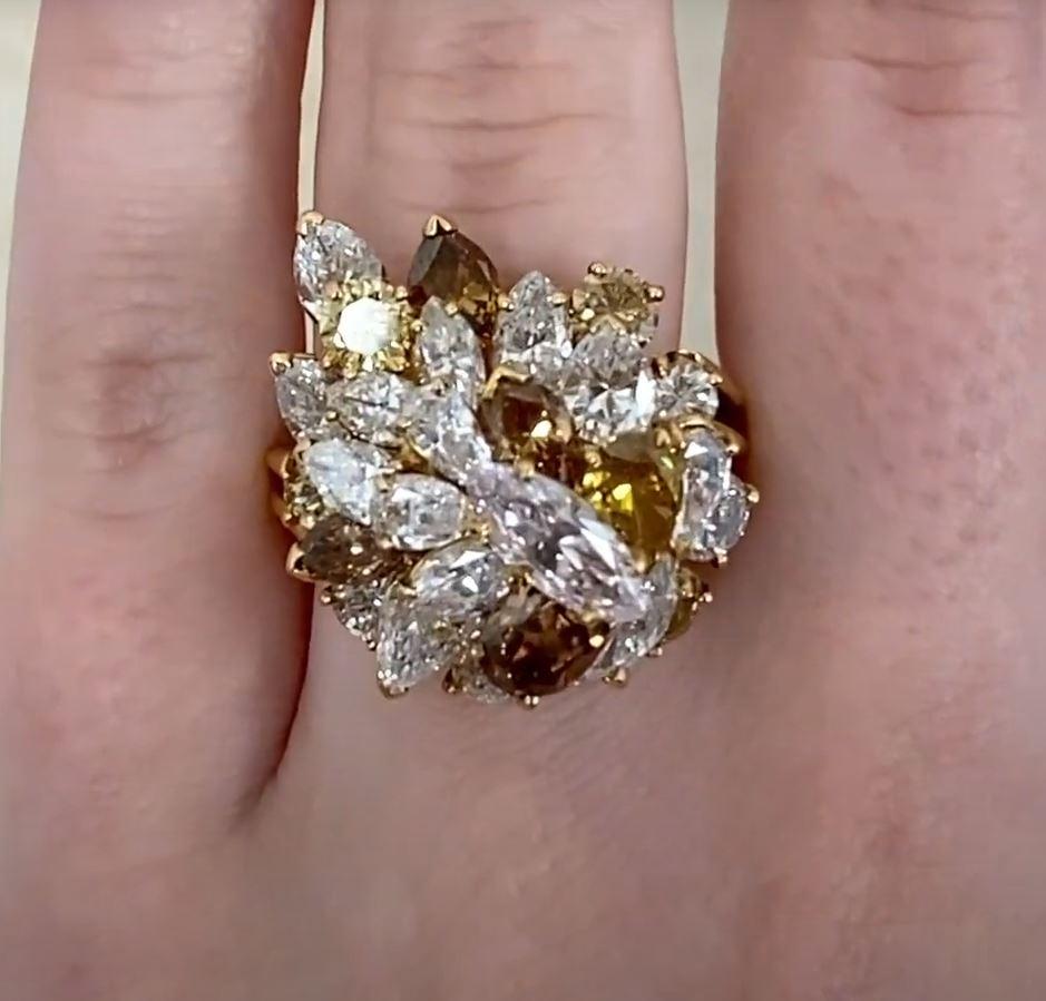 Women's Vintage Oscar Heyman 0.75ct Marquise Cut Fancy Diamond Cluster Ring For Sale