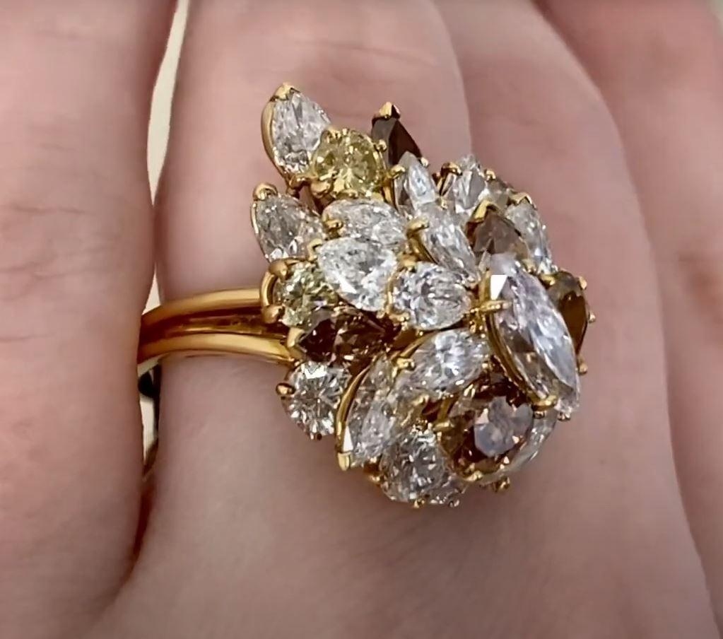 Vintage Oscar Heyman 0.75ct Marquise Cut Fancy Diamond Cluster Ring For Sale 1