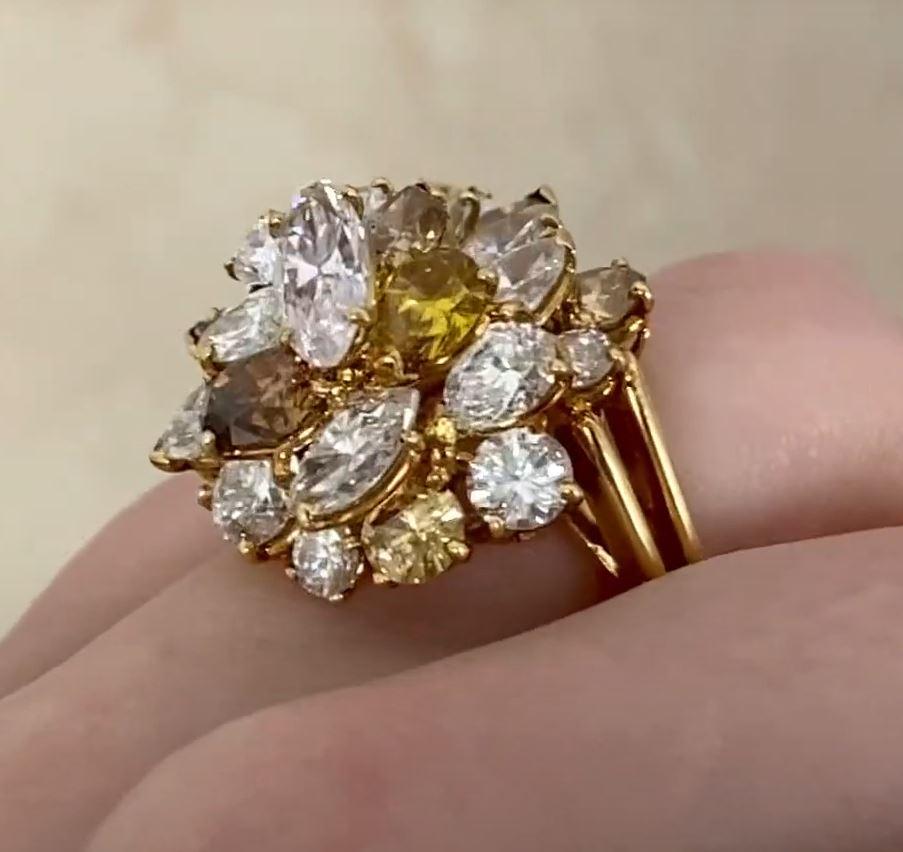 Vintage Oscar Heyman 0.75ct Marquise Cut Fancy Diamond Cluster Ring For Sale 2