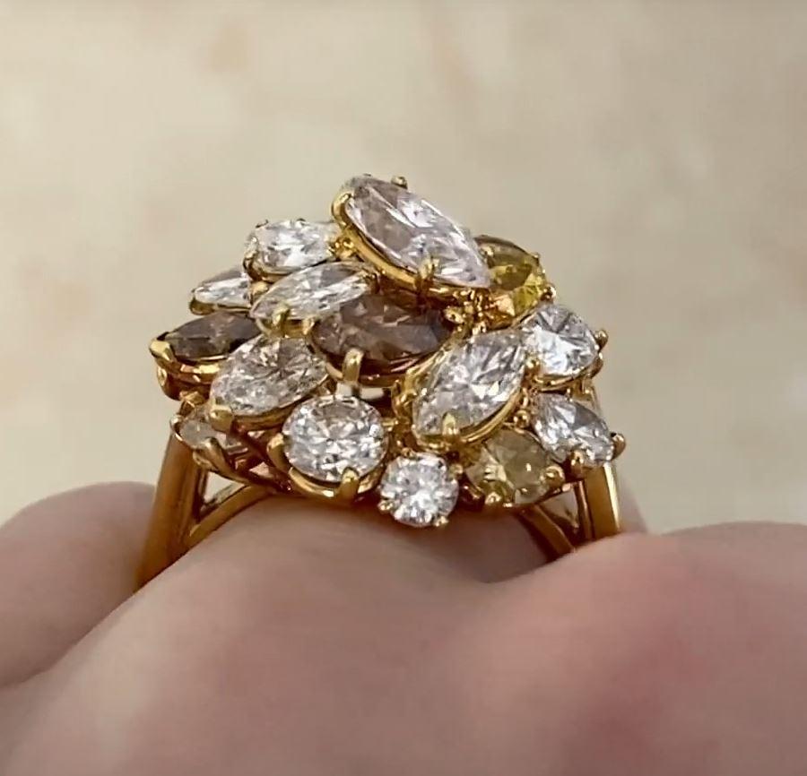 Vintage Oscar Heyman 0.75ct Marquise Cut Fancy Diamond Cluster Ring For Sale 3