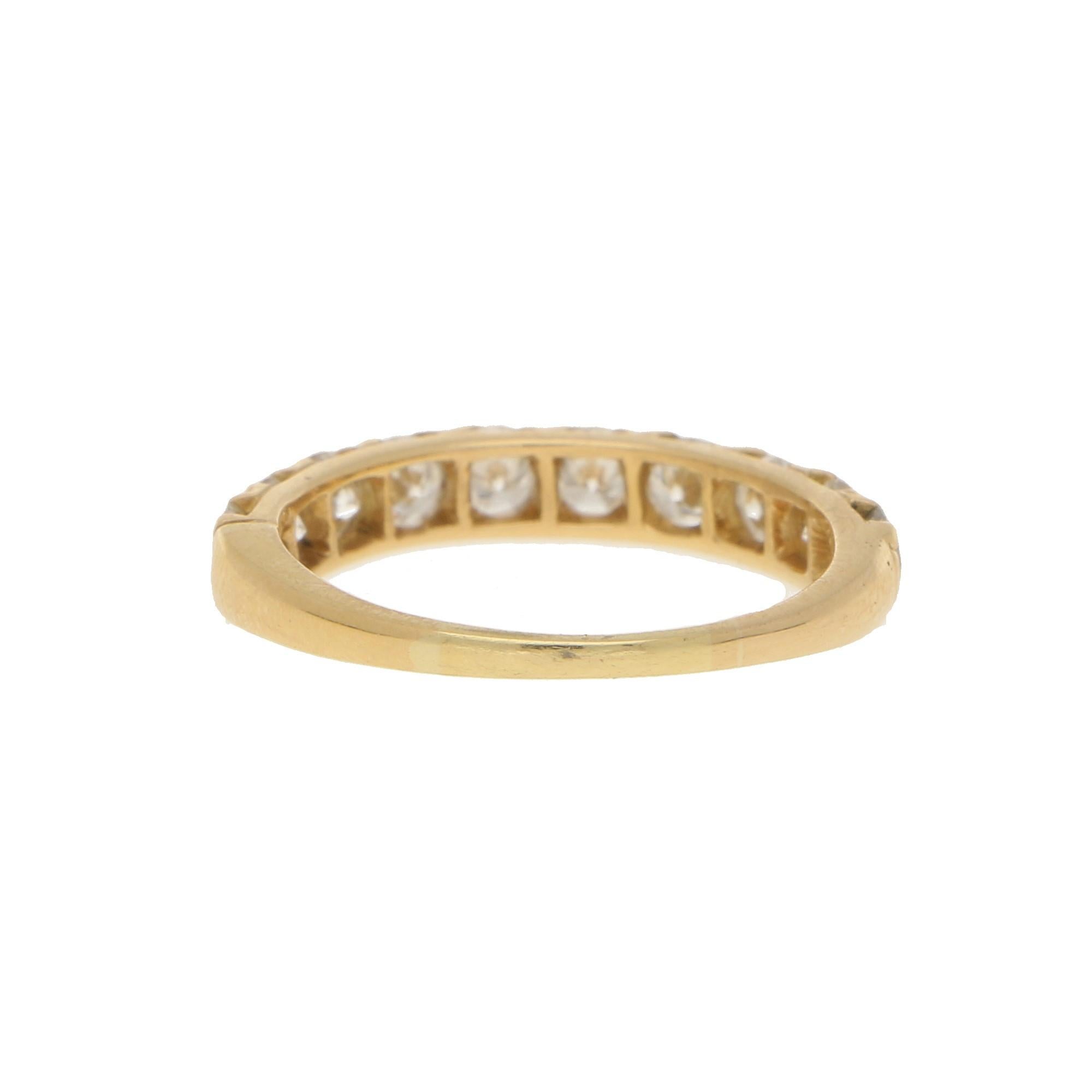 Modern Vintage Oscar Heyman Diamond Half-Eternity Ring in Yellow Gold 1.30 Carat