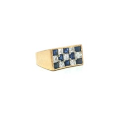 Vintage Oscar Heyman 18k Gold & Platinum Checkerboard Sapphire Diamond Ring