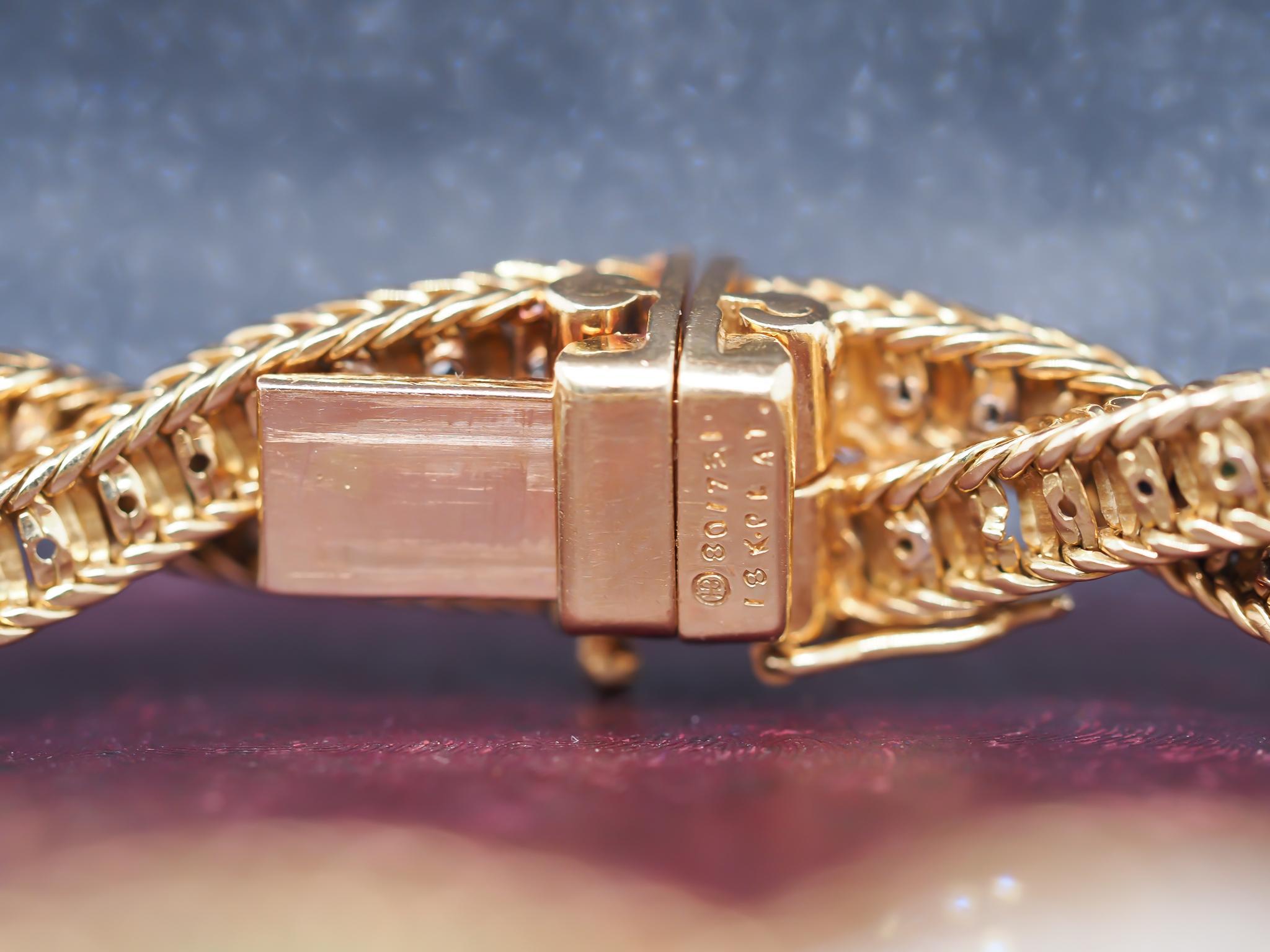 Vintage Oscar Heyman 18K Gold & Platinum Emerald and Diamond Bracelet For Sale 5