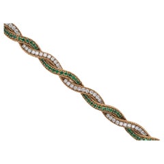 Vintage Oscar Heyman 18K Gold & Platinum Emerald and Diamond Bracelet