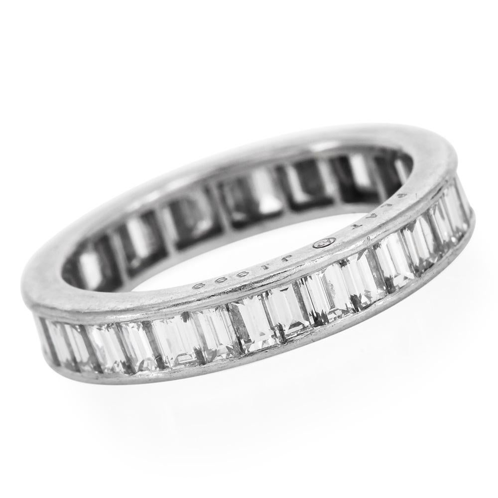 Baguette Cut Vintage Oscar Heyman 2.45 carat Diamond Platinum Eternity Band Ring For Sale