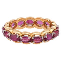 Vintage Oscar Heyman 3 Carat Ruby 18K Yellow Gold Eternity Ring