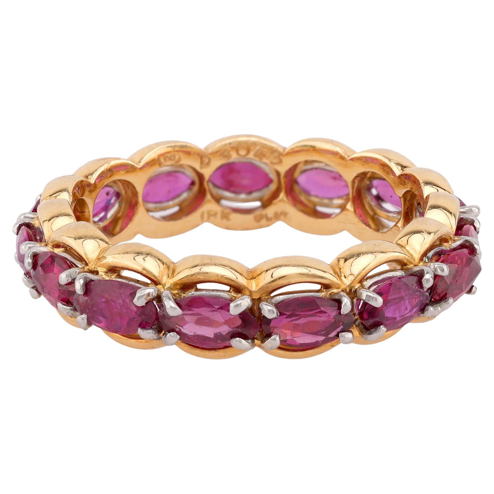 Vintage Oscar Heyman 3 Carat Ruby 18K Yellow Gold Eternity Ring