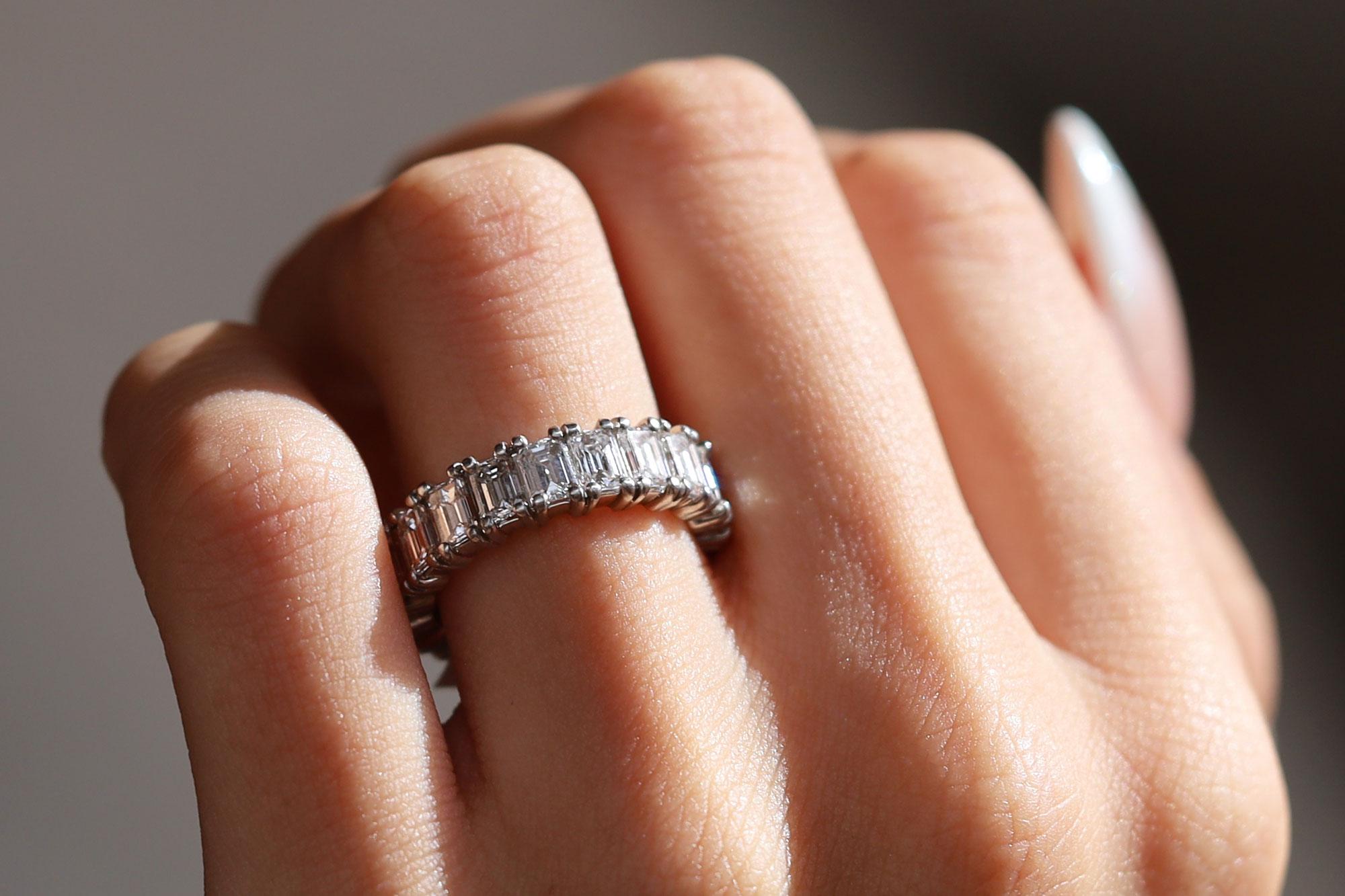 Oscar Heyman Vintage Eternity-Ring, Vintage, 5 Karat Diamant, Größe 5 3/4 (Art déco) im Angebot