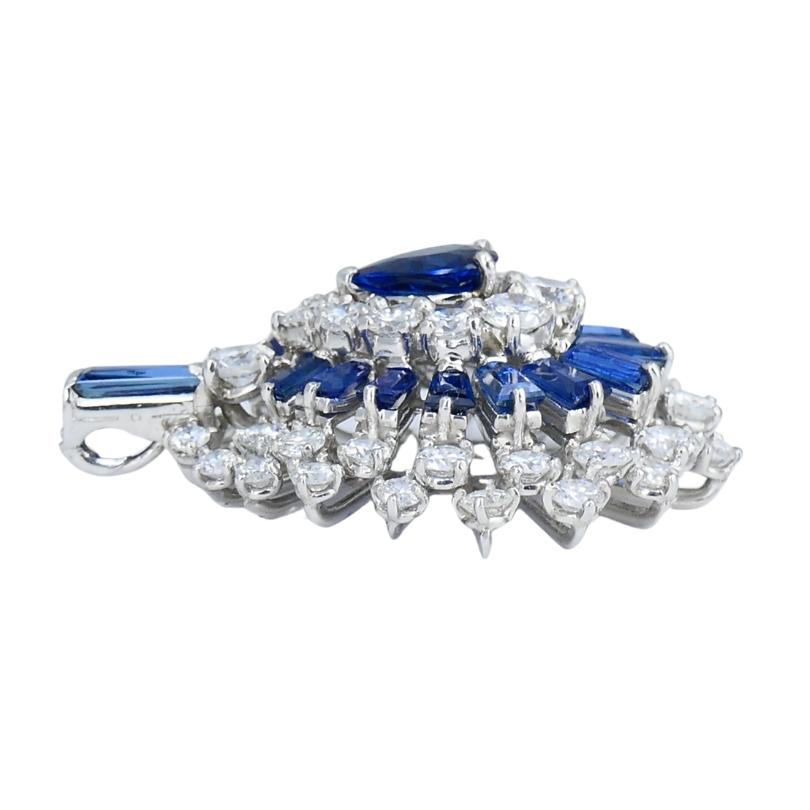 Mixed Cut Vintage Oscar Heyman Brooch Pendant Sapphire Diamond Platinum Estate For Sale