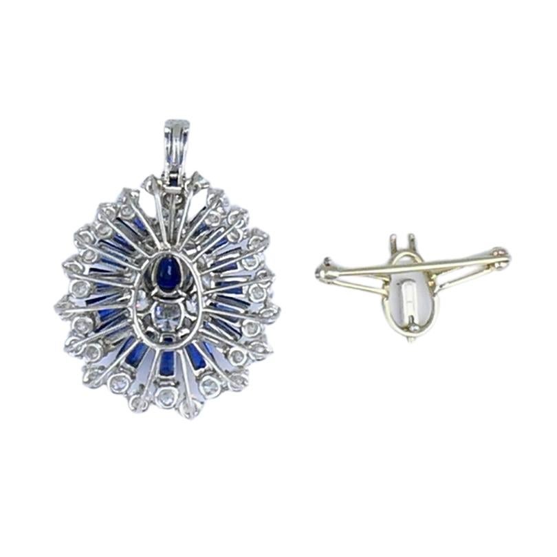 Women's or Men's Vintage Oscar Heyman Brooch Pendant Sapphire Diamond Platinum Estate For Sale