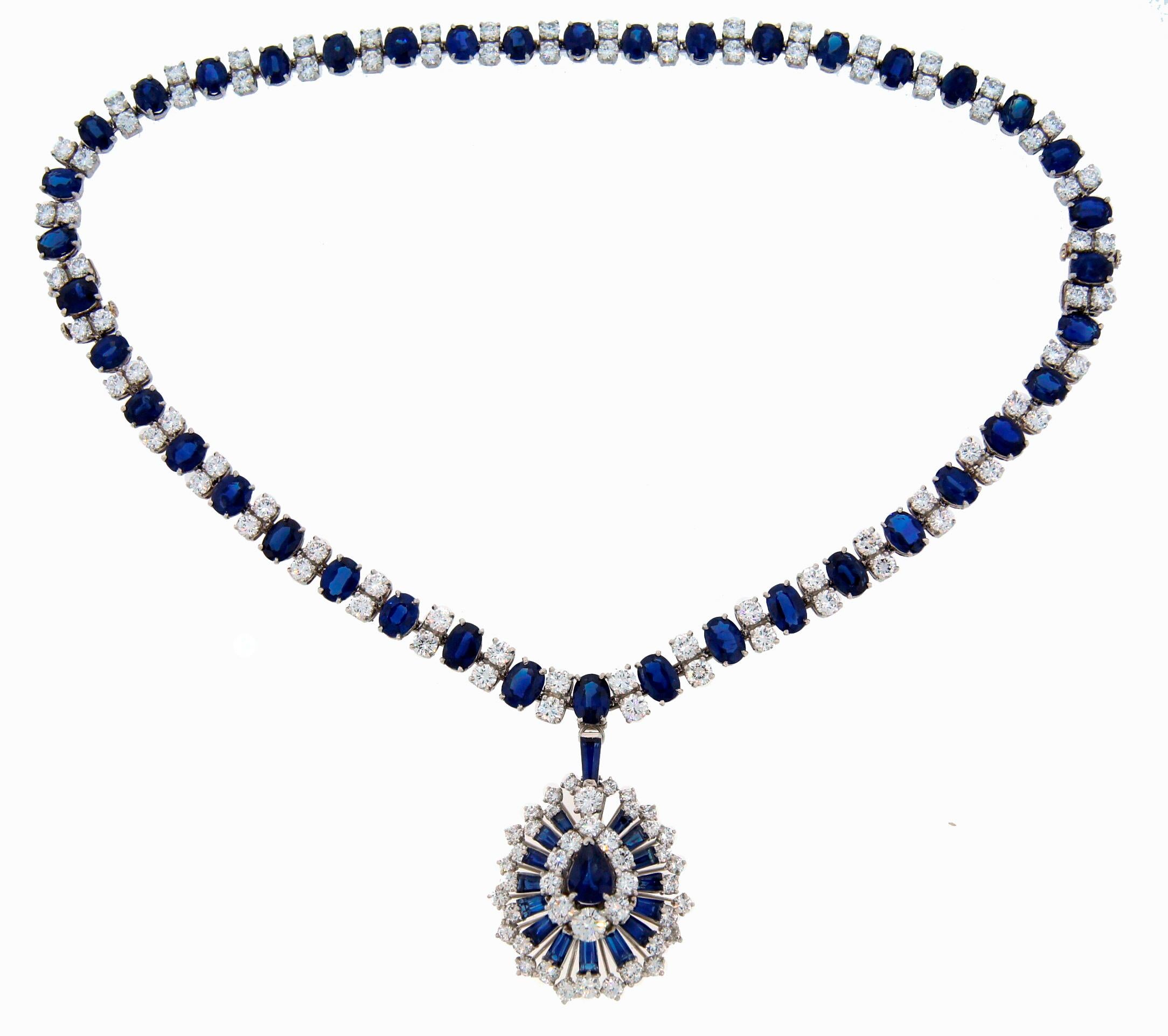 Vintage Oscar Heyman Brooch Pendant Sapphire Diamond Platinum Estate For Sale 3
