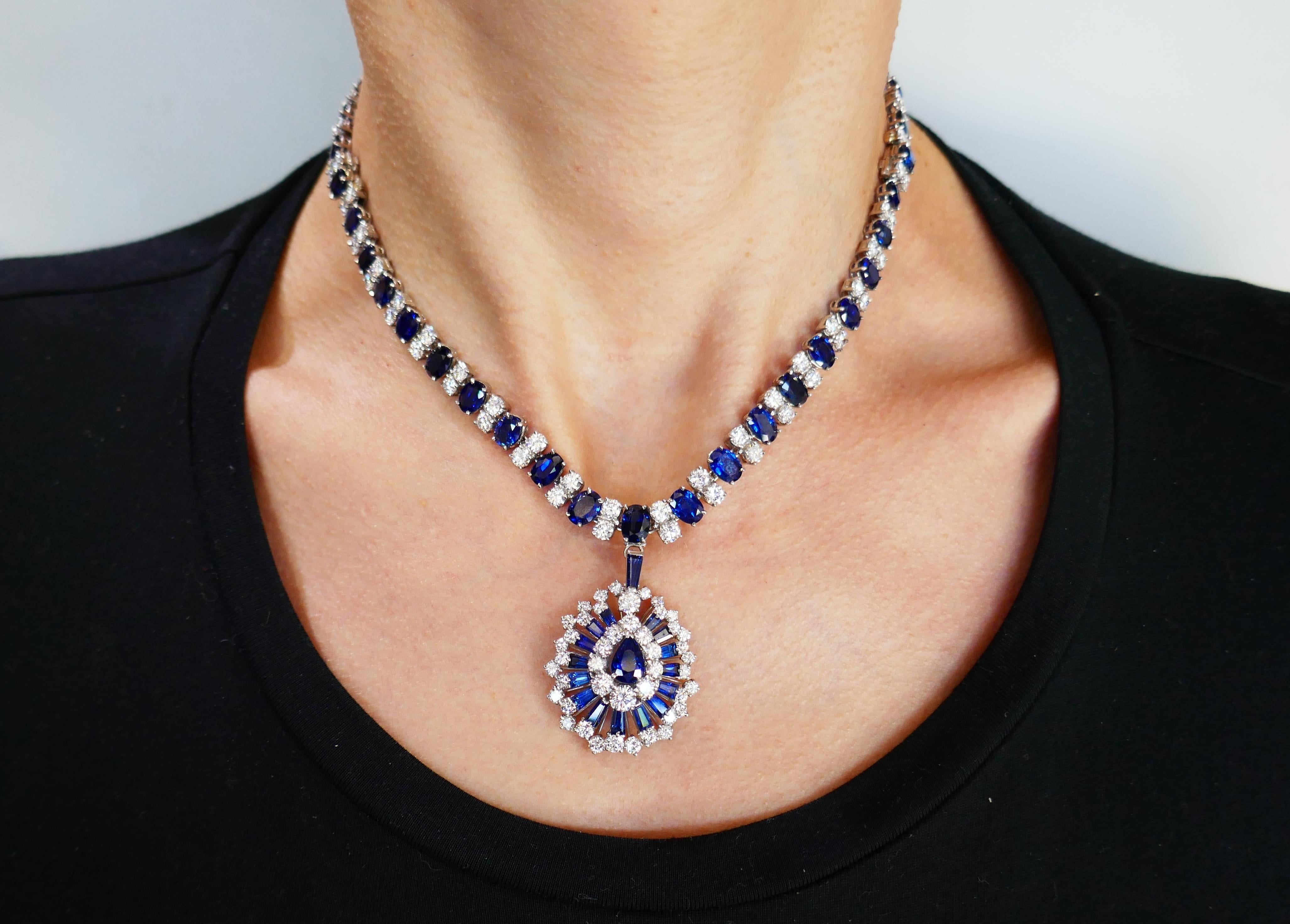 Vintage Oscar Heyman Brooch Pendant Sapphire Diamond Platinum Estate For Sale 4