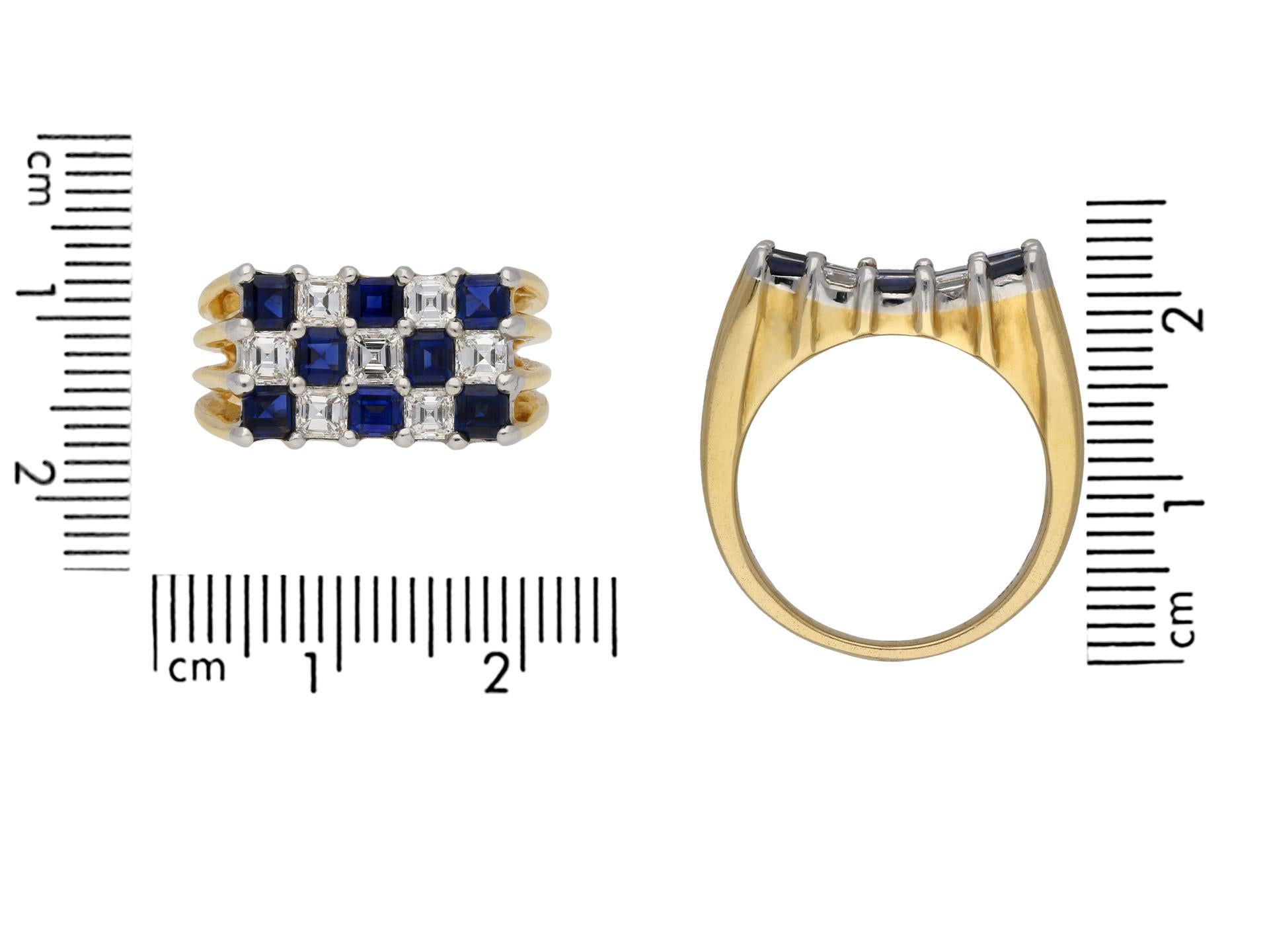 Asscher Cut Vintage Oscar Heyman Brothers sapphire and diamond ring, American, circa 1960. For Sale