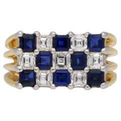 Anello vintage con zaffiri e diamanti Oscar Heyman Brothers, americano, circa 1960.