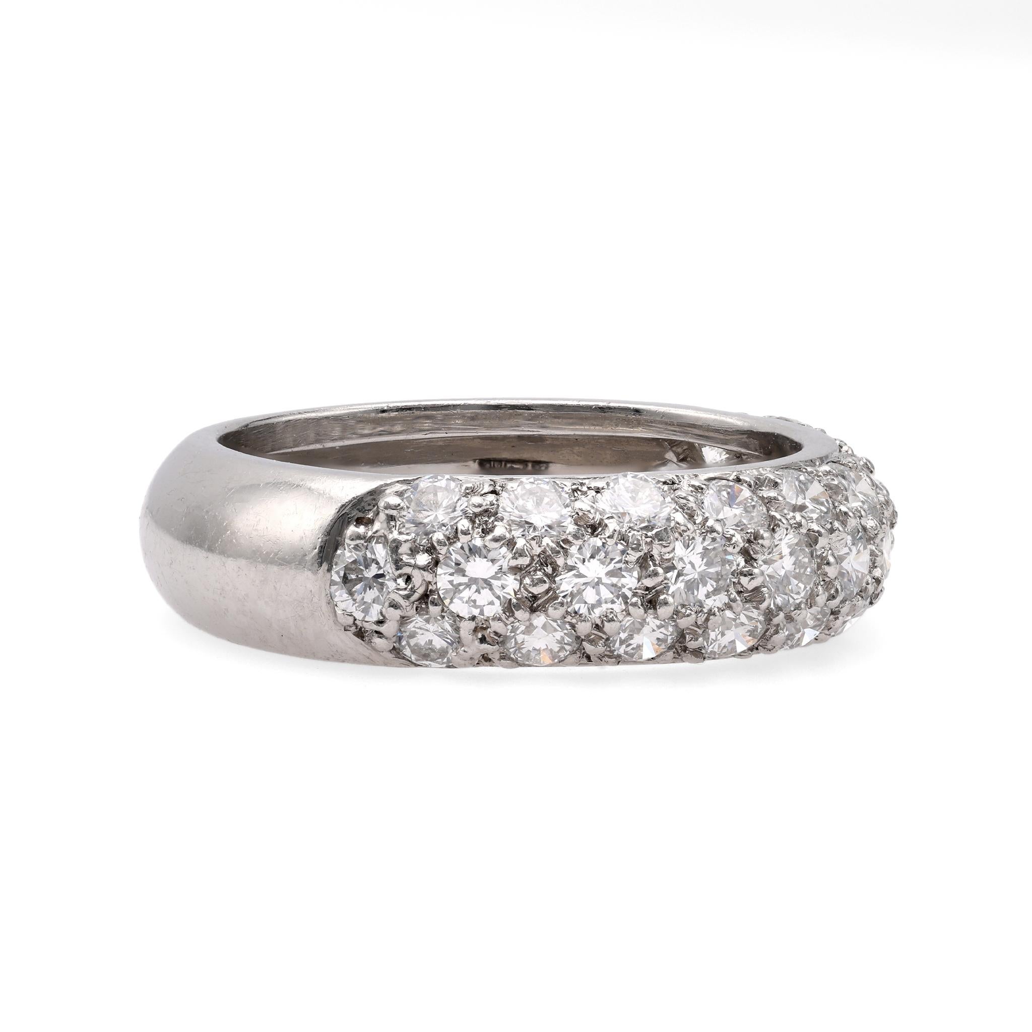 Vintage Oscar Heyman Diamond Platinum Half Eternity Band In Excellent Condition For Sale In Beverly Hills, CA